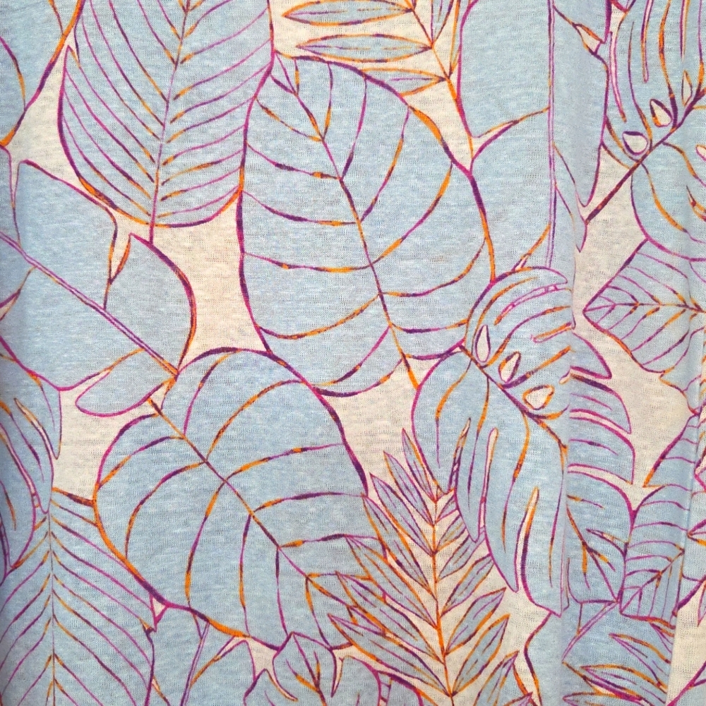 Cynthia Rowley Light Blue and Purple Leaf Blouse - Picture 6 of 9